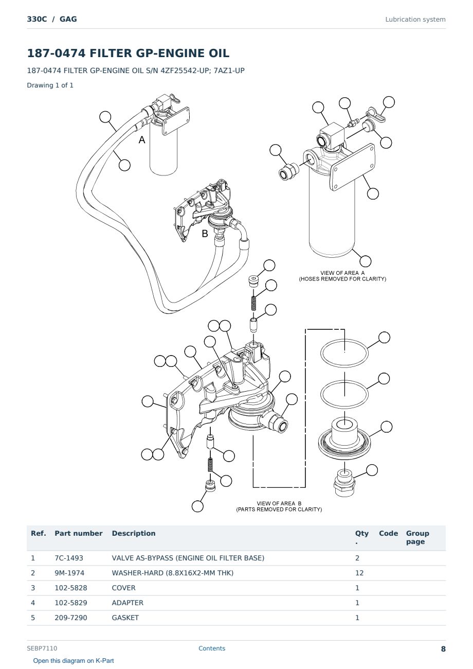 Caterpillar 330C S/N GAG Partsbook SEBP7110 (English) - sample page 8 of 10 Caterpillar 330C S/N GAG Partsbook SEBP7110 (English) - sample page 8 of 10