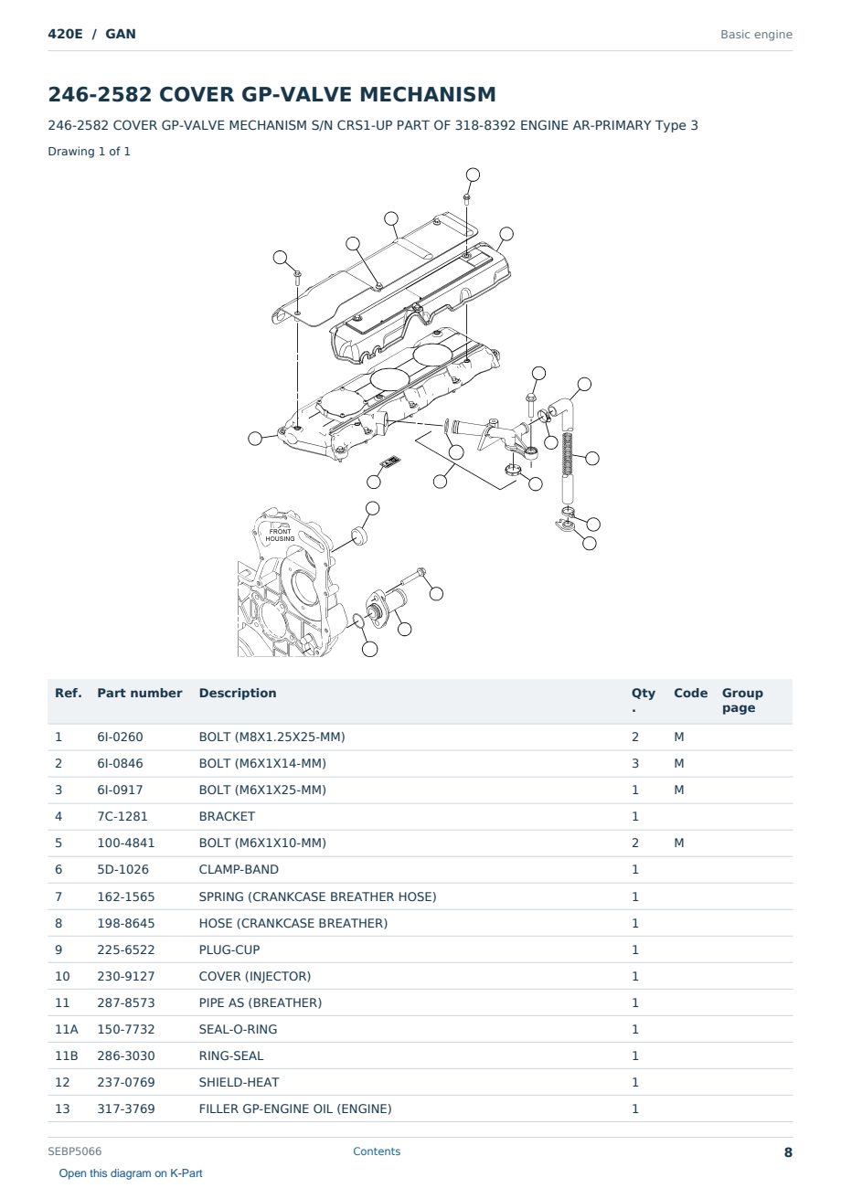 Caterpillar 420E S/N GAN Partsbook SEBP5066 (English) - sample page 8 of 10 Caterpillar 420E S/N GAN Partsbook SEBP5066 (English) - sample page 8 of 10