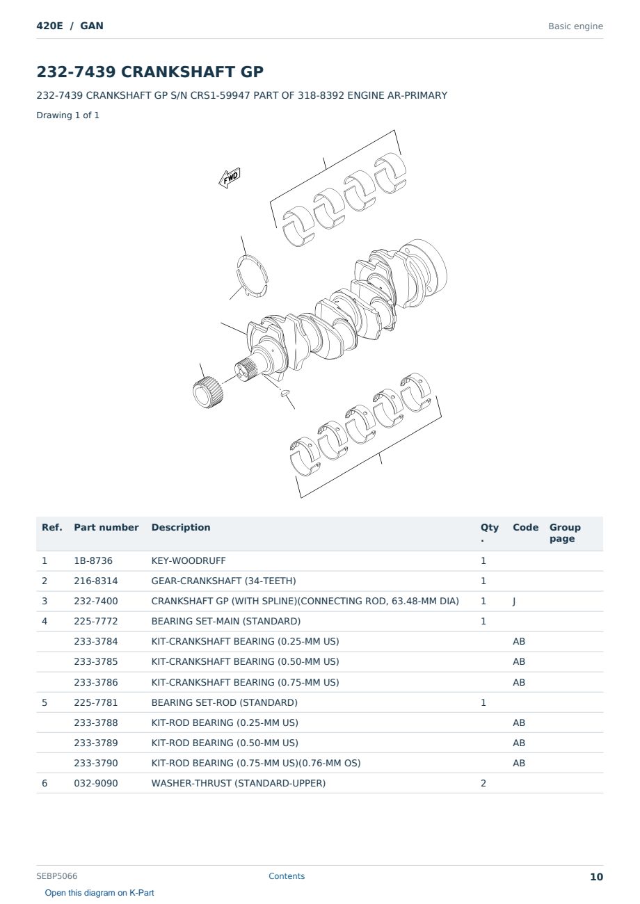 Caterpillar 420E S/N GAN Partsbook SEBP5066 (English) - sample page 10 of 10 Caterpillar 420E S/N GAN Partsbook SEBP5066 (English) - sample page 10 of 10