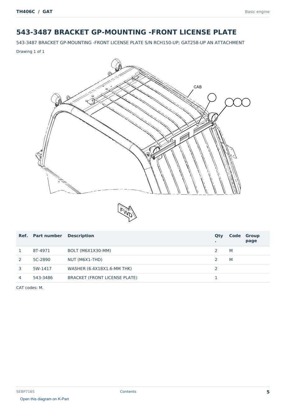 Caterpillar TH406C S/N GAT Partsbook SEBP7165 (English) - sample page 5 of 10 Caterpillar TH406C S/N GAT Partsbook SEBP7165 (English) - sample page 5 of 10