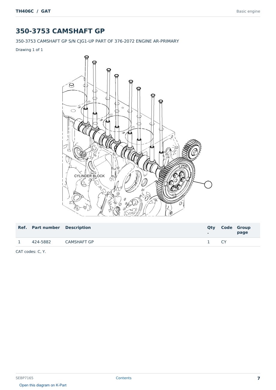 Caterpillar TH406C S/N GAT Partsbook SEBP7165 (English) - sample page 7 of 10 Caterpillar TH406C S/N GAT Partsbook SEBP7165 (English) - sample page 7 of 10