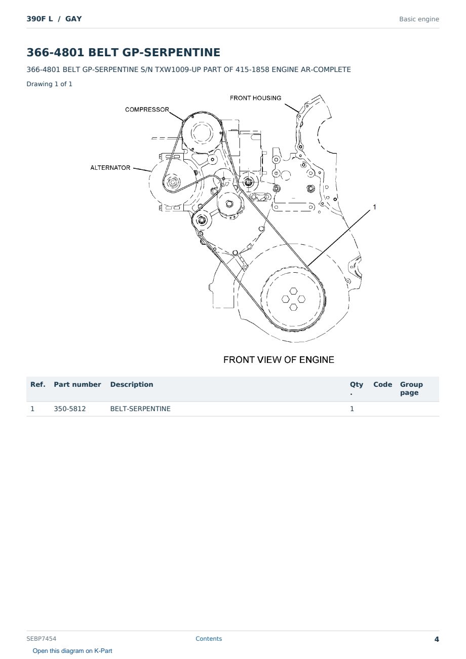 Caterpillar 390F L S/N GAY Partsbook SEBP7454 (English) - sample page 4 of 10 Caterpillar 390F L S/N GAY Partsbook SEBP7454 (English) - sample page 4 of 10