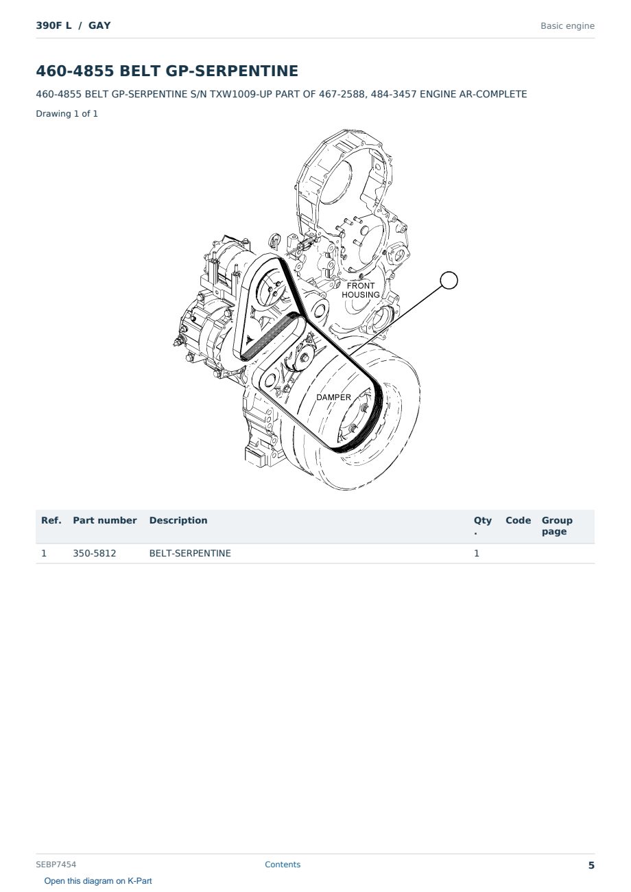 Caterpillar 390F L S/N GAY Partsbook SEBP7454 (English) - sample page 5 of 10 Caterpillar 390F L S/N GAY Partsbook SEBP7454 (English) - sample page 5 of 10
