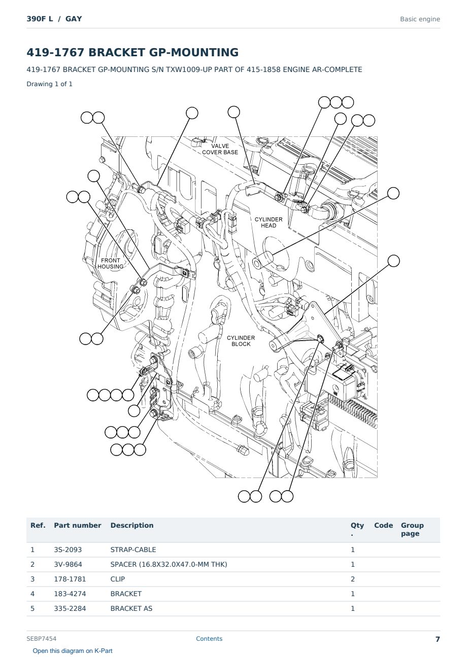 Caterpillar 390F L S/N GAY Partsbook SEBP7454 (English) - sample page 7 of 10 Caterpillar 390F L S/N GAY Partsbook SEBP7454 (English) - sample page 7 of 10