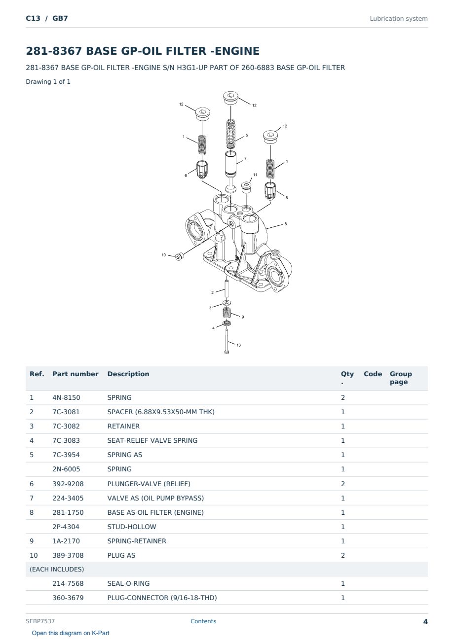 Caterpillar C13 S/N GB7 Partsbook SEBP7537 (English) - sample page 4 of 10 Caterpillar C13 S/N GB7 Partsbook SEBP7537 (English) - sample page 4 of 10