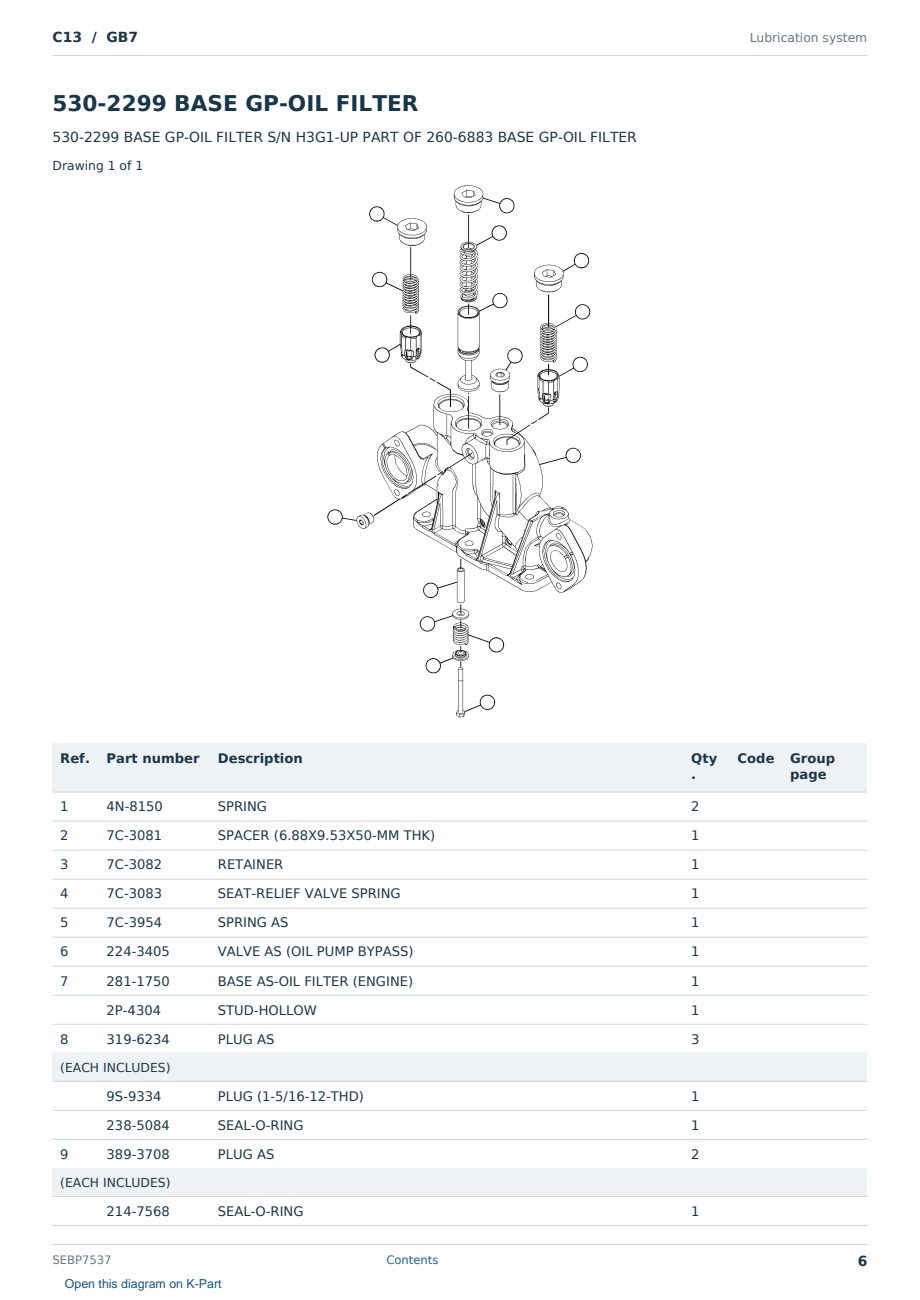 Caterpillar C13 S/N GB7 Partsbook SEBP7537 (English) - sample page 6 of 10 Caterpillar C13 S/N GB7 Partsbook SEBP7537 (English) - sample page 6 of 10