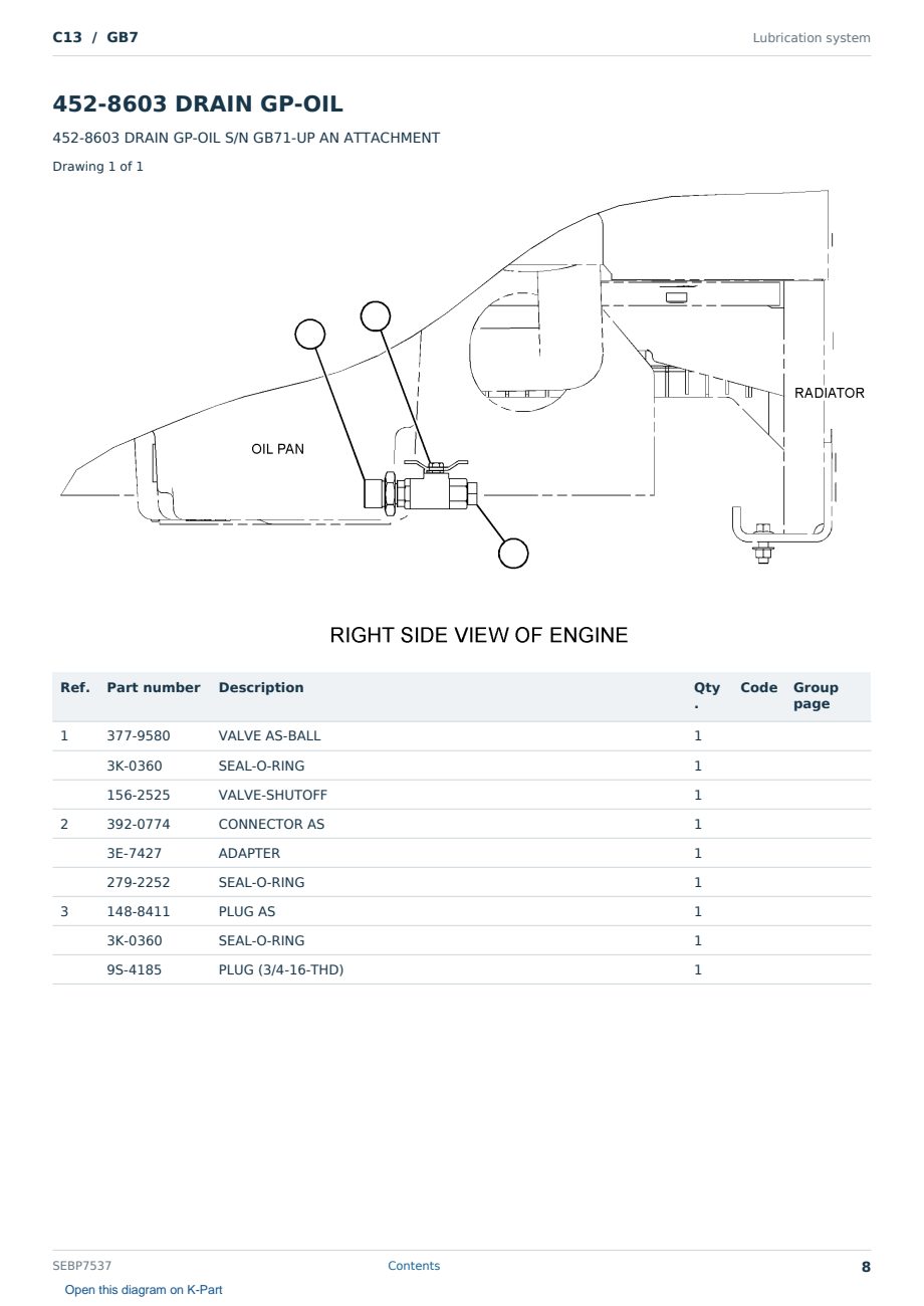 Caterpillar C13 S/N GB7 Partsbook SEBP7537 (English) - sample page 8 of 10 Caterpillar C13 S/N GB7 Partsbook SEBP7537 (English) - sample page 8 of 10