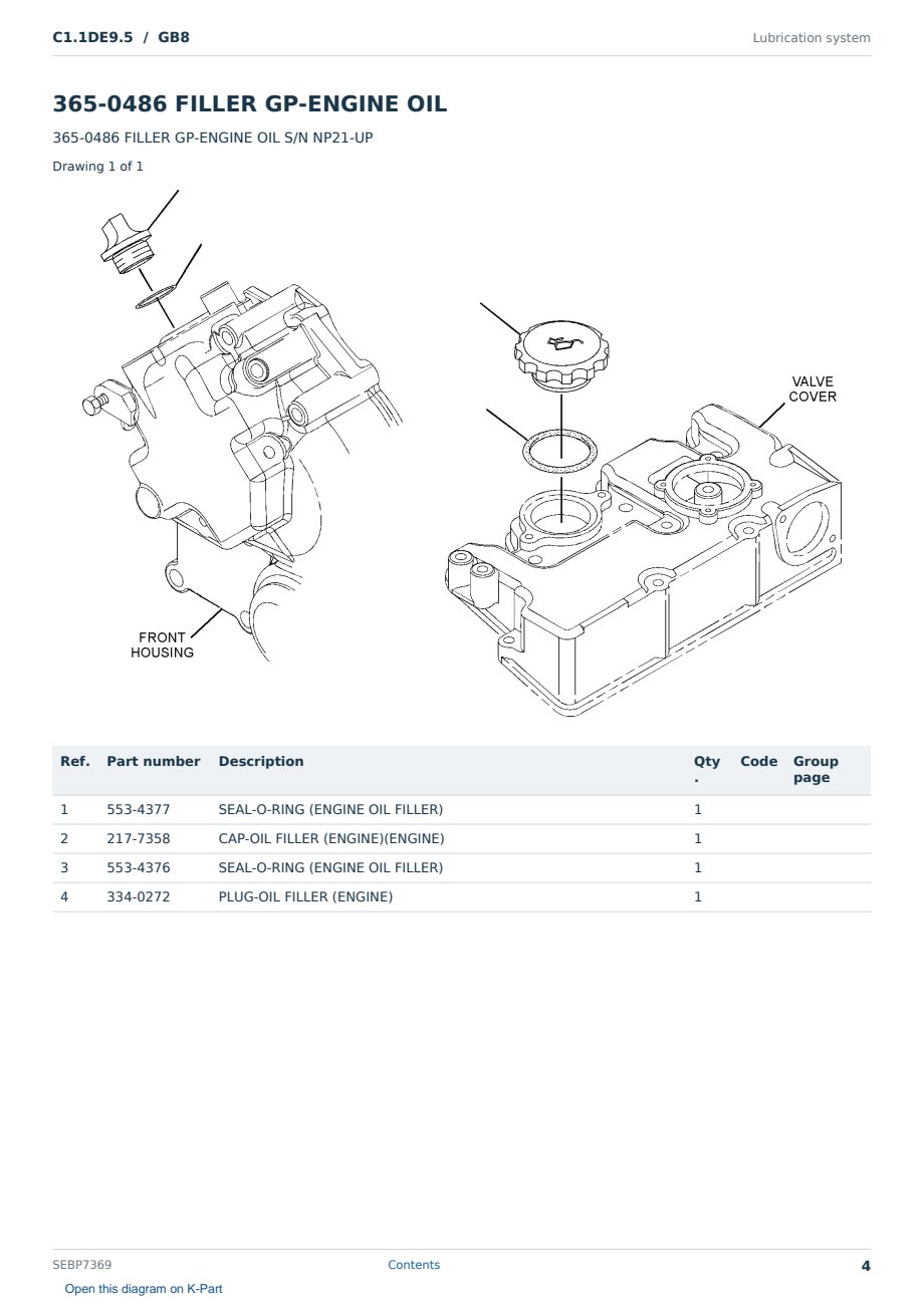 Caterpillar C1.1DE9.5 S/N GB8 Partsbook SEBP7369 (English) - sample page 4 of 10 Caterpillar C1.1DE9.5 S/N GB8 Partsbook SEBP7369 (English) - sample page 4 of 10