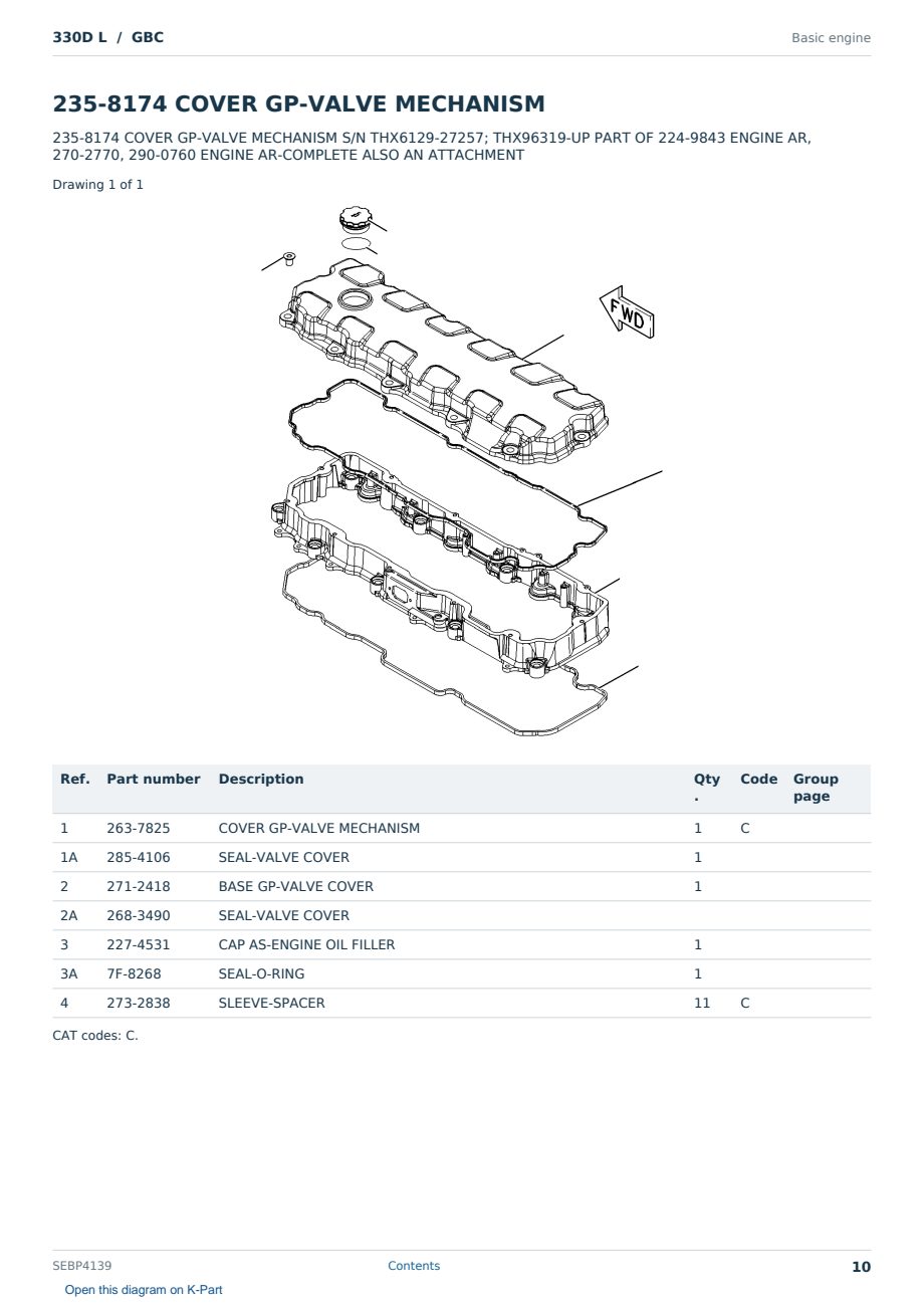 Caterpillar 330D L S/N GBC Partsbook SEBP4139 (English) - sample page 10 of 10 Caterpillar 330D L S/N GBC Partsbook SEBP4139 (English) - sample page 10 of 10