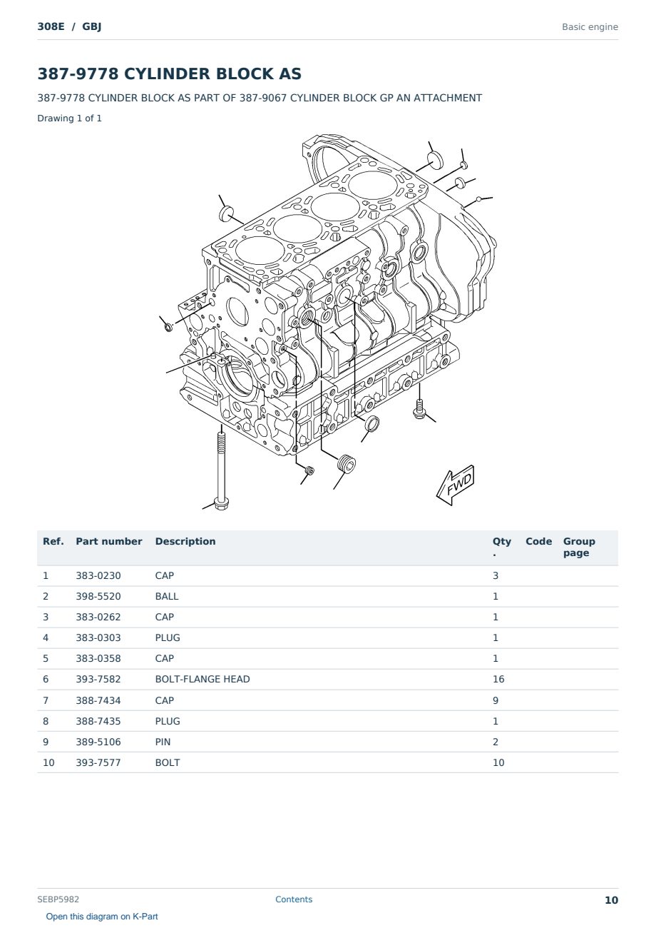 Caterpillar 308E S/N GBJ Partsbook SEBP5982 (English) - sample page 10 of 10 Caterpillar 308E S/N GBJ Partsbook SEBP5982 (English) - sample page 10 of 10