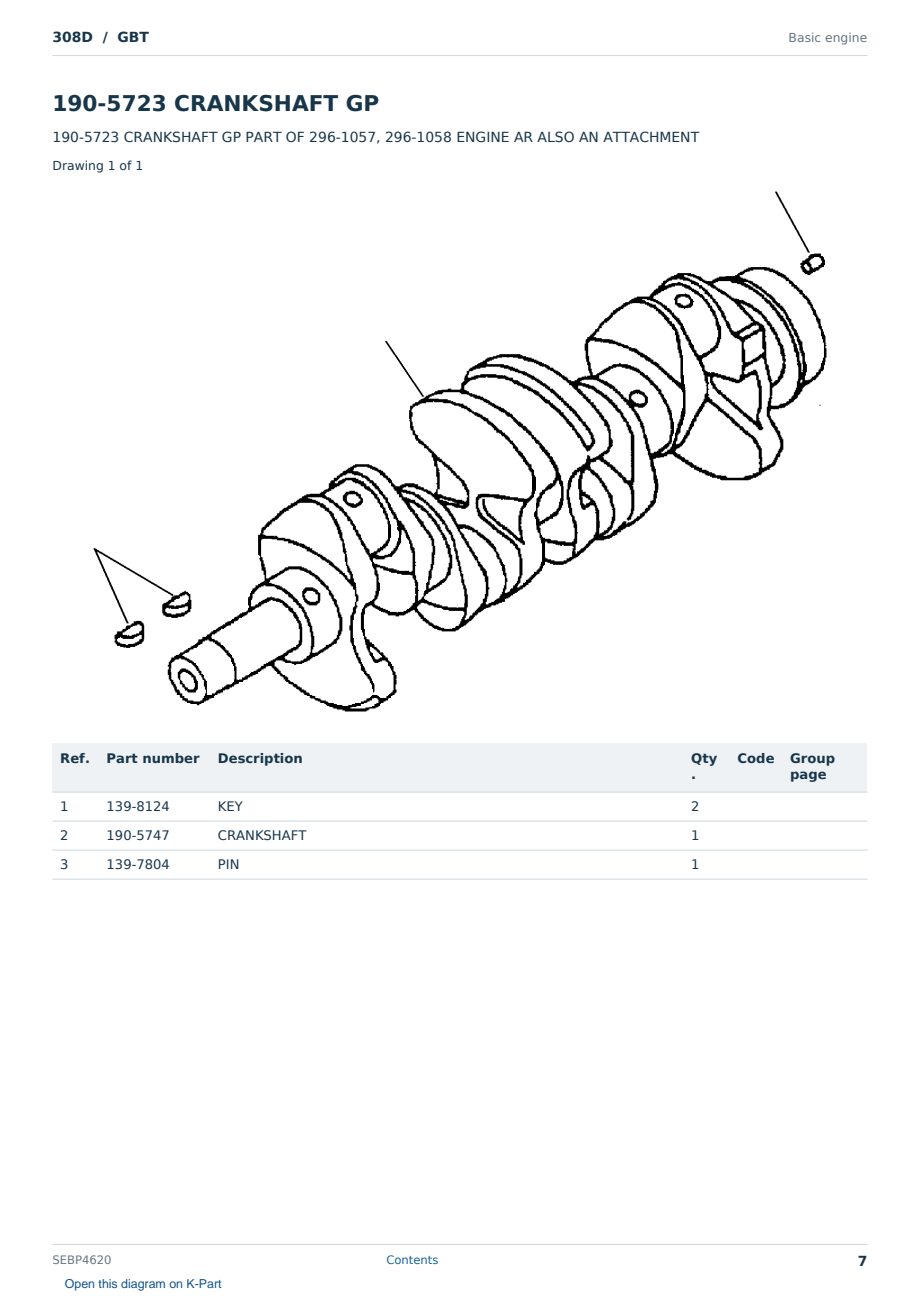 Caterpillar 308D S/N GBT Partsbook SEBP4620 (English) - sample page 7 of 10 Caterpillar 308D S/N GBT Partsbook SEBP4620 (English) - sample page 7 of 10