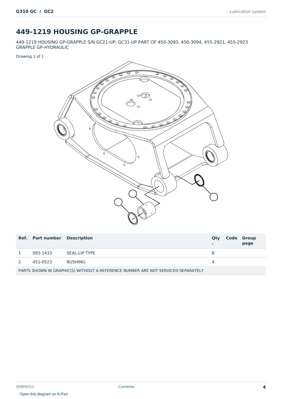 Caterpillar G310 GC S/N GC2 Partsbook SEBP6552 (English) - sample page 4 of 10 Caterpillar G310 GC S/N GC2 Partsbook SEBP6552 (English) - sample page 4 of 10