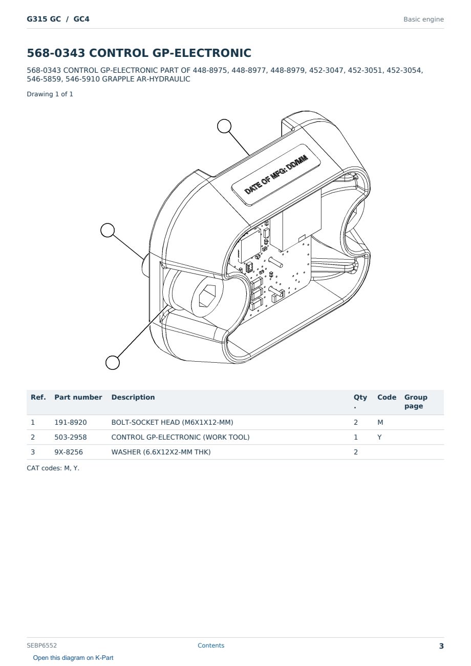 Caterpillar G315 GC S/N GC4 Partsbook SEBP6552 (English) - sample page 3 of 10 Caterpillar G315 GC S/N GC4 Partsbook SEBP6552 (English) - sample page 3 of 10