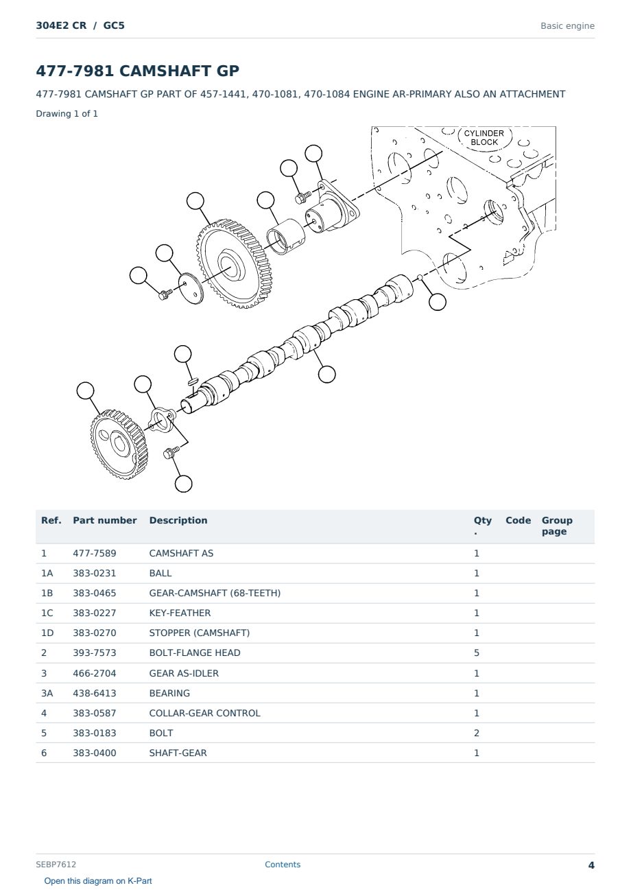 Caterpillar 304E2 CR S/N GC5 Partsbook SEBP7612 (English) - sample page 4 of 10 Caterpillar 304E2 CR S/N GC5 Partsbook SEBP7612 (English) - sample page 4 of 10