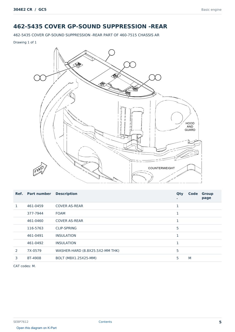 Caterpillar 304E2 CR S/N GC5 Partsbook SEBP7612 (English) - sample page 5 of 10 Caterpillar 304E2 CR S/N GC5 Partsbook SEBP7612 (English) - sample page 5 of 10