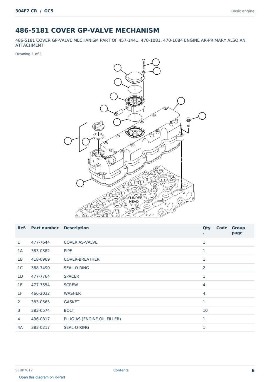 Caterpillar 304E2 CR S/N GC5 Partsbook SEBP7612 (English) - sample page 6 of 10 Caterpillar 304E2 CR S/N GC5 Partsbook SEBP7612 (English) - sample page 6 of 10