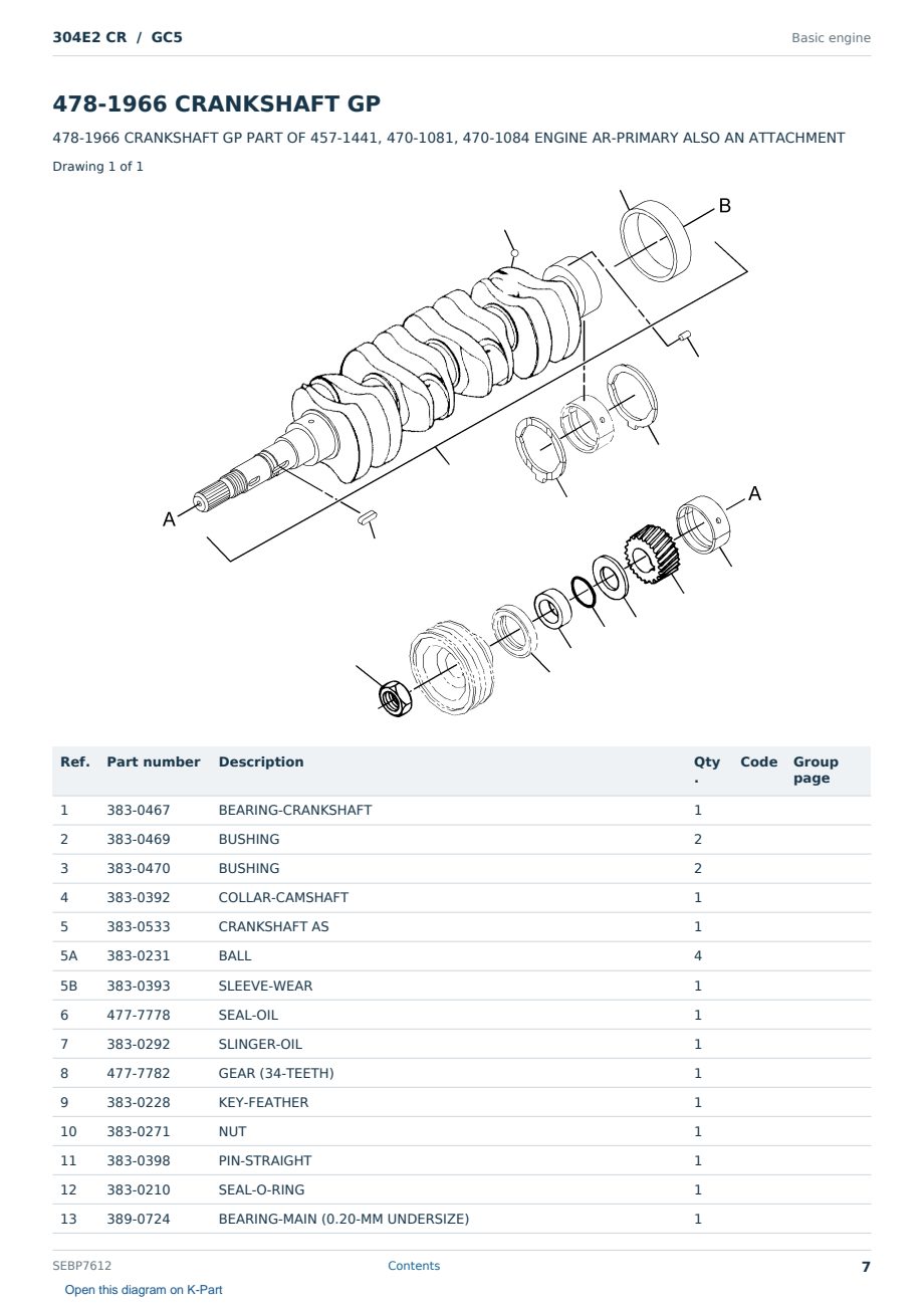 Caterpillar 304E2 CR S/N GC5 Partsbook SEBP7612 (English) - sample page 7 of 10 Caterpillar 304E2 CR S/N GC5 Partsbook SEBP7612 (English) - sample page 7 of 10