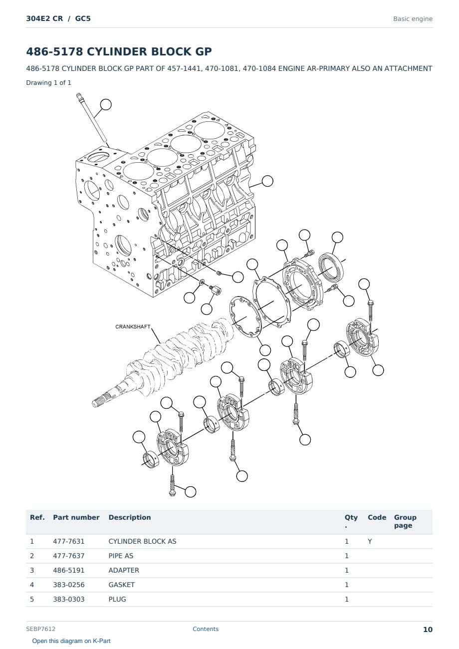 Caterpillar 304E2 CR S/N GC5 Partsbook SEBP7612 (English) - sample page 10 of 10 Caterpillar 304E2 CR S/N GC5 Partsbook SEBP7612 (English) - sample page 10 of 10