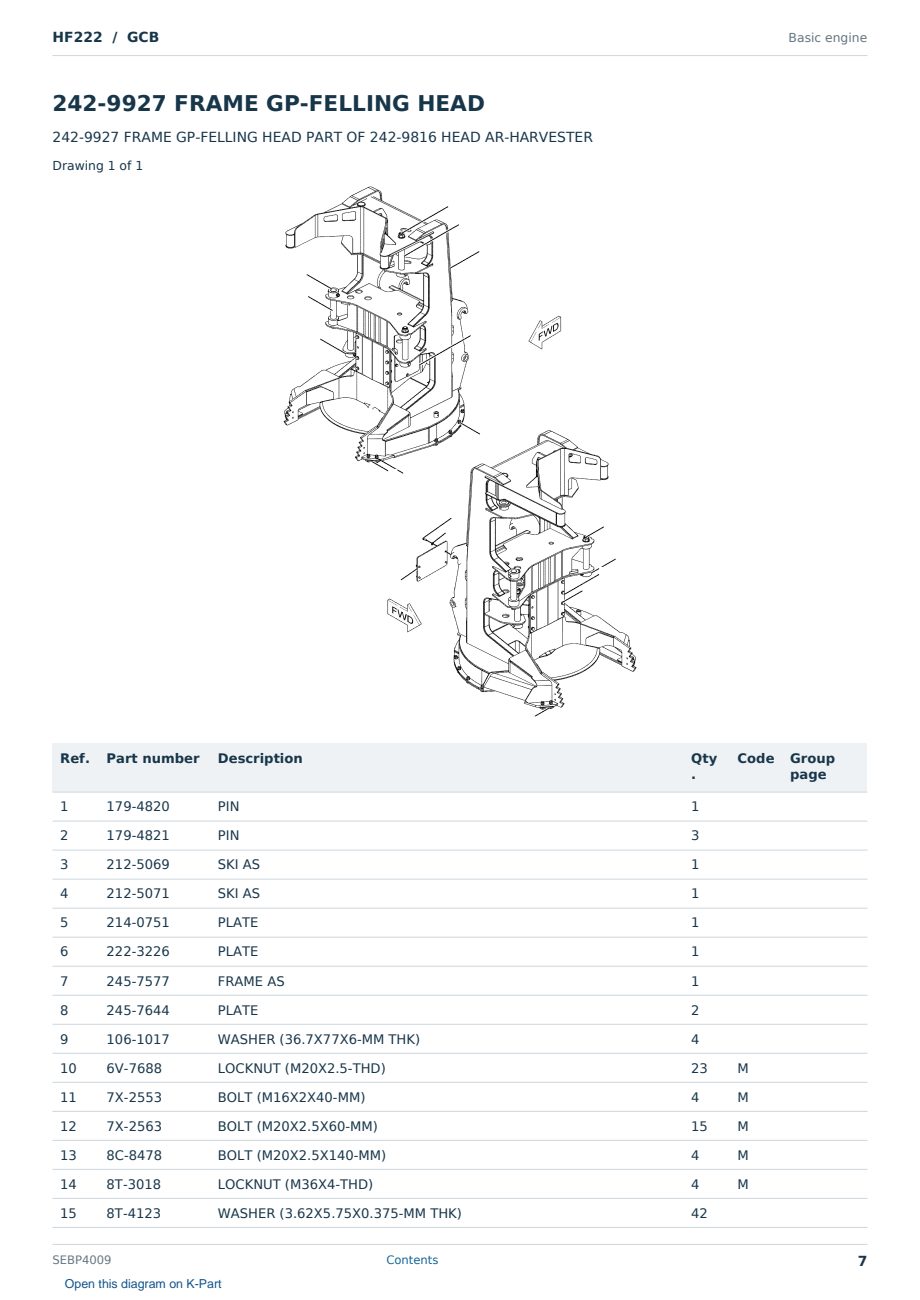 Caterpillar HF222 S/N GCB Partsbook SEBP4009 (English) - sample page 7 of 10 Caterpillar HF222 S/N GCB Partsbook SEBP4009 (English) - sample page 7 of 10