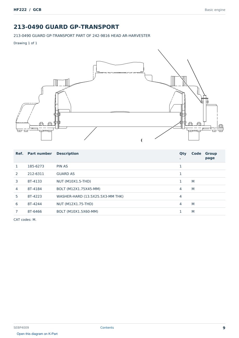 Caterpillar HF222 S/N GCB Partsbook SEBP4009 (English) - sample page 9 of 10 Caterpillar HF222 S/N GCB Partsbook SEBP4009 (English) - sample page 9 of 10