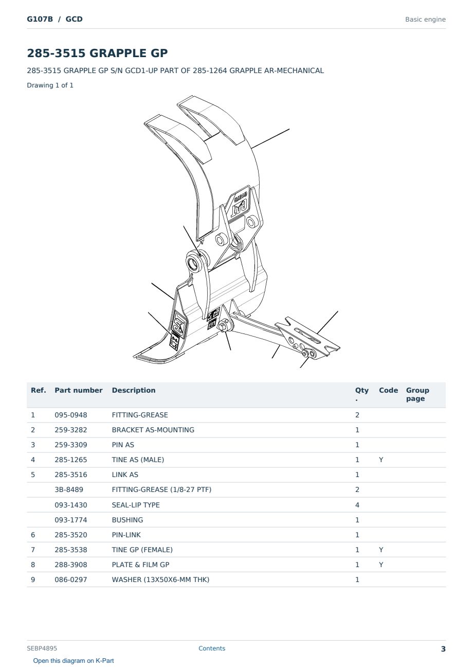 Caterpillar G107B S/N GCD Partsbook SEBP4895 (English) - sample page 3 of 10 Caterpillar G107B S/N GCD Partsbook SEBP4895 (English) - sample page 3 of 10