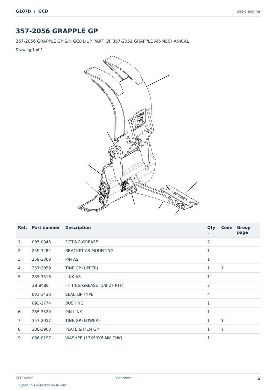 Caterpillar G107B S/N GCD Partsbook SEBP4895 (English) - sample page 5 of 10 Caterpillar G107B S/N GCD Partsbook SEBP4895 (English) - sample page 5 of 10