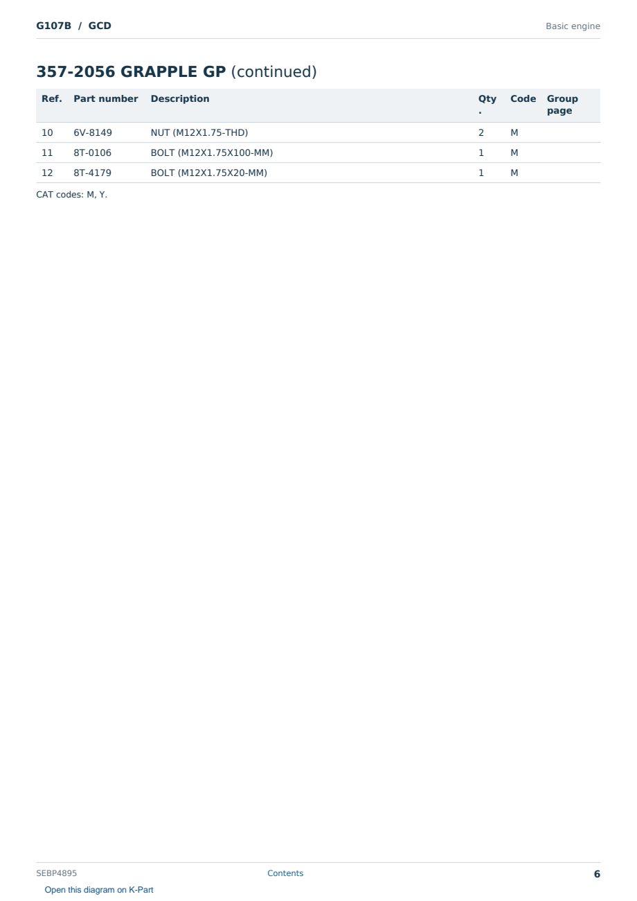 Caterpillar G107B S/N GCD Partsbook SEBP4895 (English) - sample page 6 of 10 Caterpillar G107B S/N GCD Partsbook SEBP4895 (English) - sample page 6 of 10