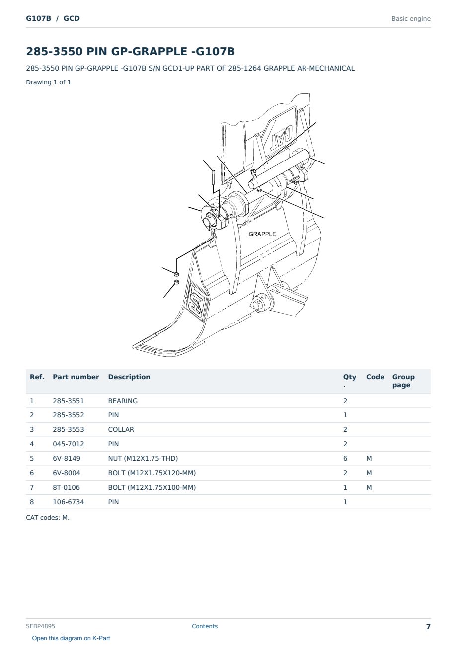 Caterpillar G107B S/N GCD Partsbook SEBP4895 (English) - sample page 7 of 10 Caterpillar G107B S/N GCD Partsbook SEBP4895 (English) - sample page 7 of 10