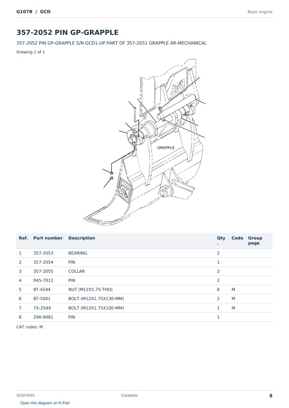 Caterpillar G107B S/N GCD Partsbook SEBP4895 (English) - sample page 8 of 10 Caterpillar G107B S/N GCD Partsbook SEBP4895 (English) - sample page 8 of 10