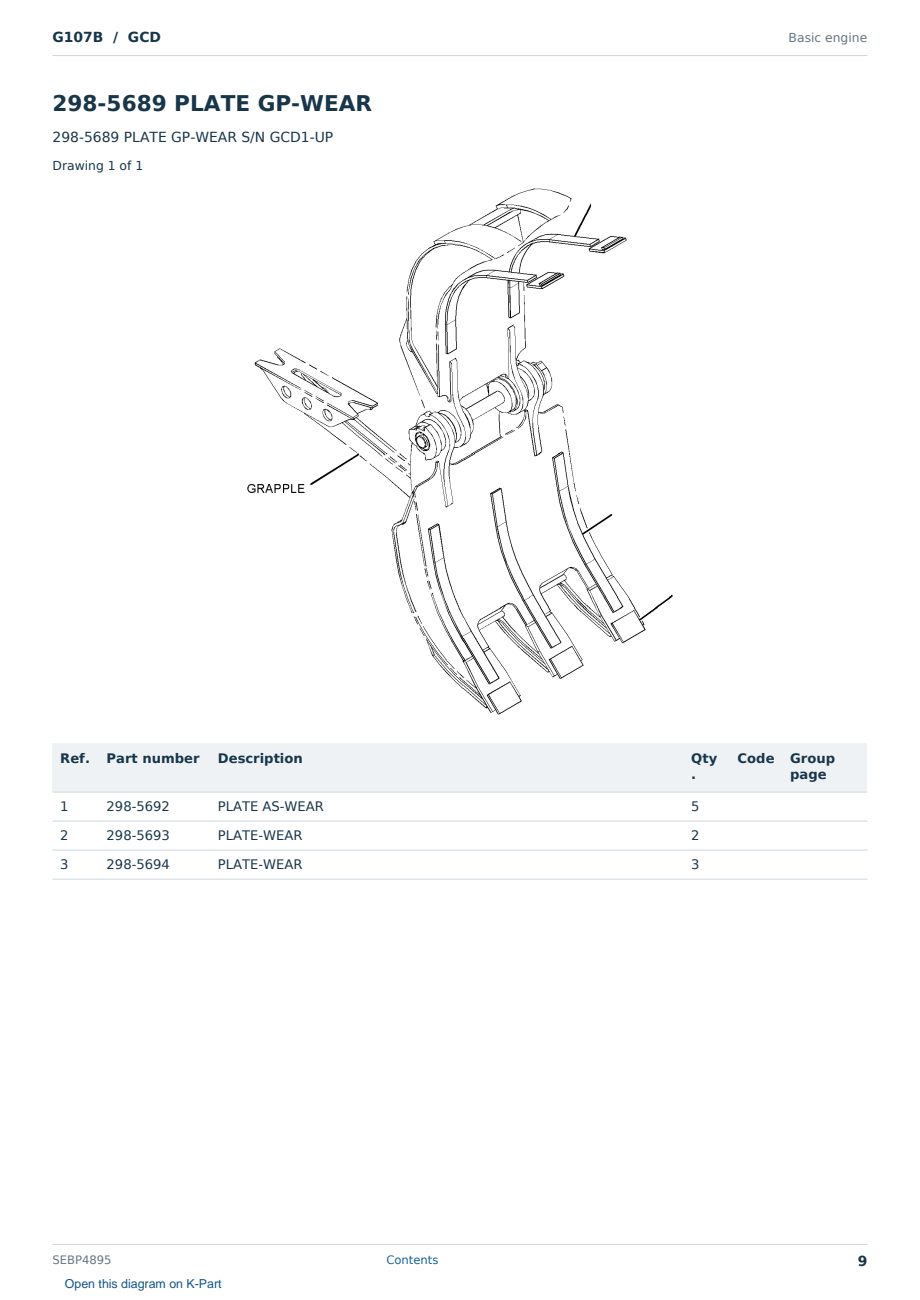 Caterpillar G107B S/N GCD Partsbook SEBP4895 (English) - sample page 9 of 10 Caterpillar G107B S/N GCD Partsbook SEBP4895 (English) - sample page 9 of 10