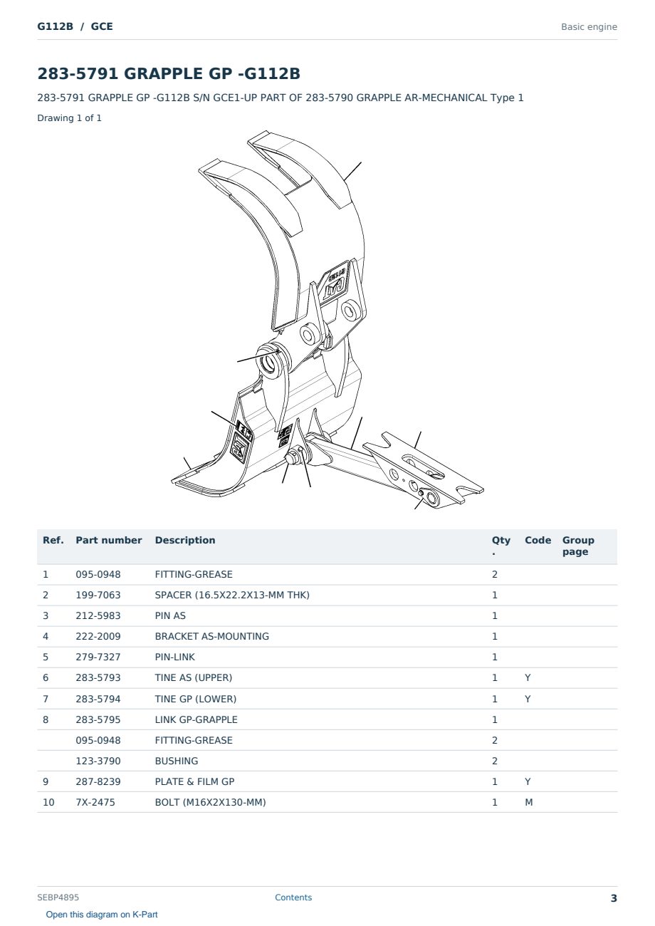 Caterpillar G112B S/N GCE Partsbook SEBP4895 (English) - sample page 3 of 10 Caterpillar G112B S/N GCE Partsbook SEBP4895 (English) - sample page 3 of 10