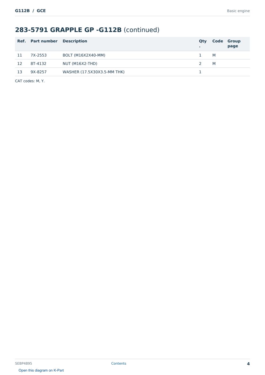 Caterpillar G112B S/N GCE Partsbook SEBP4895 (English) - sample page 4 of 10 Caterpillar G112B S/N GCE Partsbook SEBP4895 (English) - sample page 4 of 10
