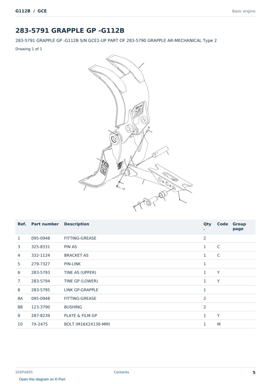 Caterpillar G112B S/N GCE Partsbook SEBP4895 (English) - sample page 5 of 10 Caterpillar G112B S/N GCE Partsbook SEBP4895 (English) - sample page 5 of 10
