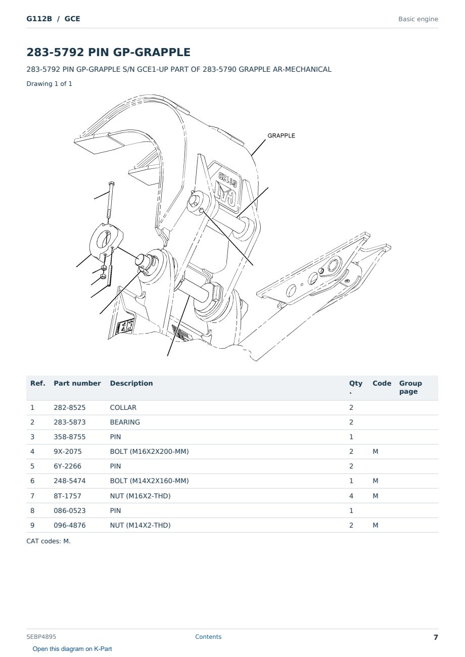 Caterpillar G112B S/N GCE Partsbook SEBP4895 (English) - sample page 7 of 10 Caterpillar G112B S/N GCE Partsbook SEBP4895 (English) - sample page 7 of 10