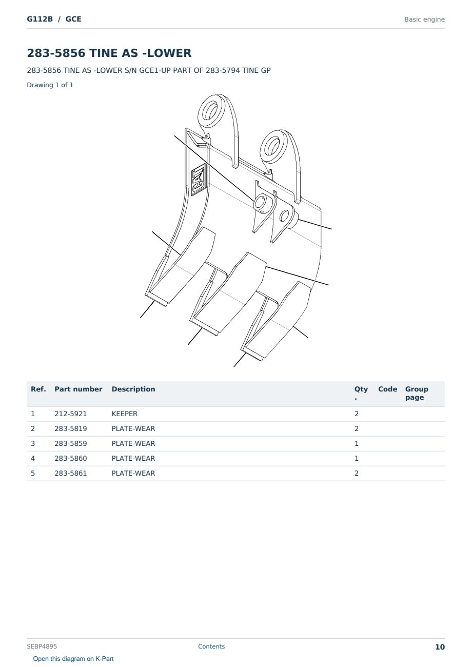 Caterpillar G112B S/N GCE Partsbook SEBP4895 (English) - sample page 10 of 10 Caterpillar G112B S/N GCE Partsbook SEBP4895 (English) - sample page 10 of 10