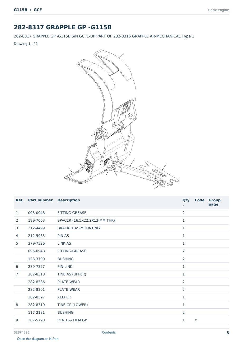 Caterpillar G115B S/N GCF Partsbook SEBP4895 (English) - sample page 3 of 9 Caterpillar G115B S/N GCF Partsbook SEBP4895 (English) - sample page 3 of 9