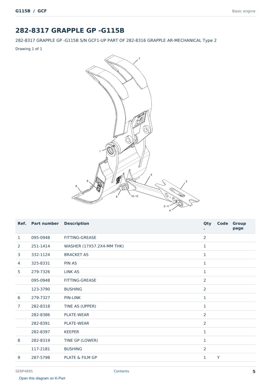 Caterpillar G115B S/N GCF Partsbook SEBP4895 (English) - sample page 5 of 9 Caterpillar G115B S/N GCF Partsbook SEBP4895 (English) - sample page 5 of 9