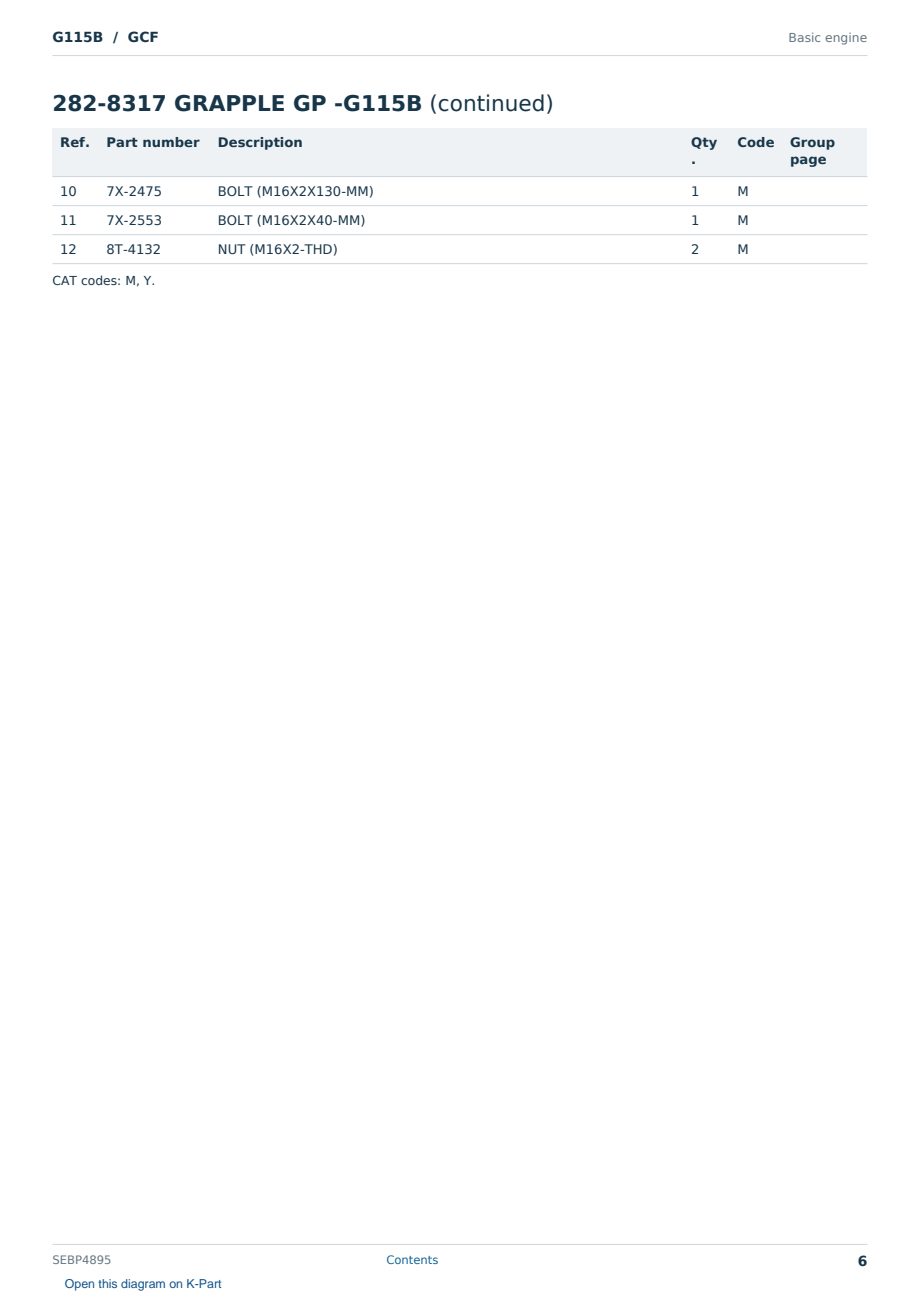 Caterpillar G115B S/N GCF Partsbook SEBP4895 (English) - sample page 6 of 9 Caterpillar G115B S/N GCF Partsbook SEBP4895 (English) - sample page 6 of 9