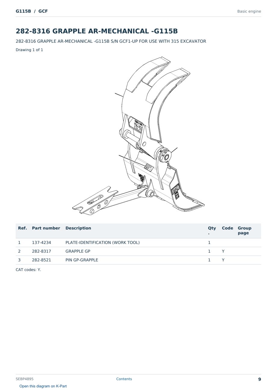 Caterpillar G115B S/N GCF Partsbook SEBP4895 (English) - sample page 9 of 9 Caterpillar G115B S/N GCF Partsbook SEBP4895 (English) - sample page 9 of 9
