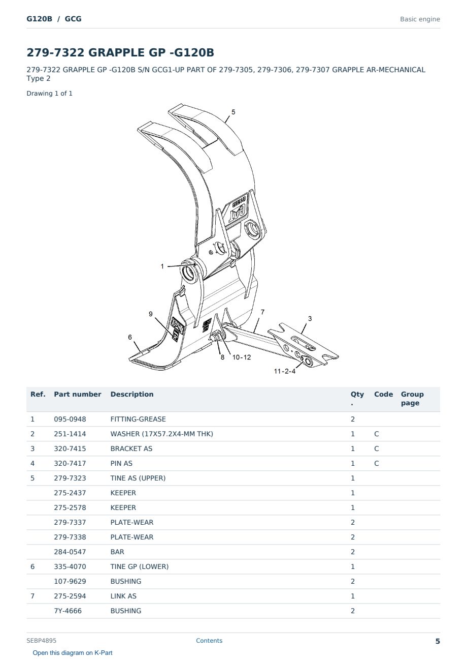 Caterpillar G120B S/N GCG Partsbook SEBP4895 (English) - sample page 5 of 10 Caterpillar G120B S/N GCG Partsbook SEBP4895 (English) - sample page 5 of 10