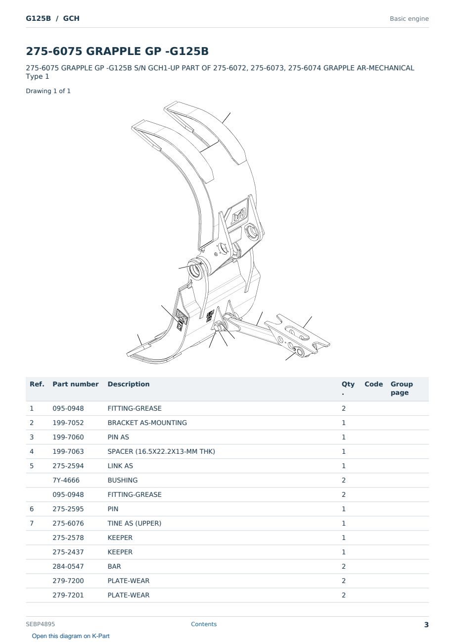 Caterpillar G125B S/N GCH Partsbook SEBP4895 (English) - sample page 3 of 10 Caterpillar G125B S/N GCH Partsbook SEBP4895 (English) - sample page 3 of 10