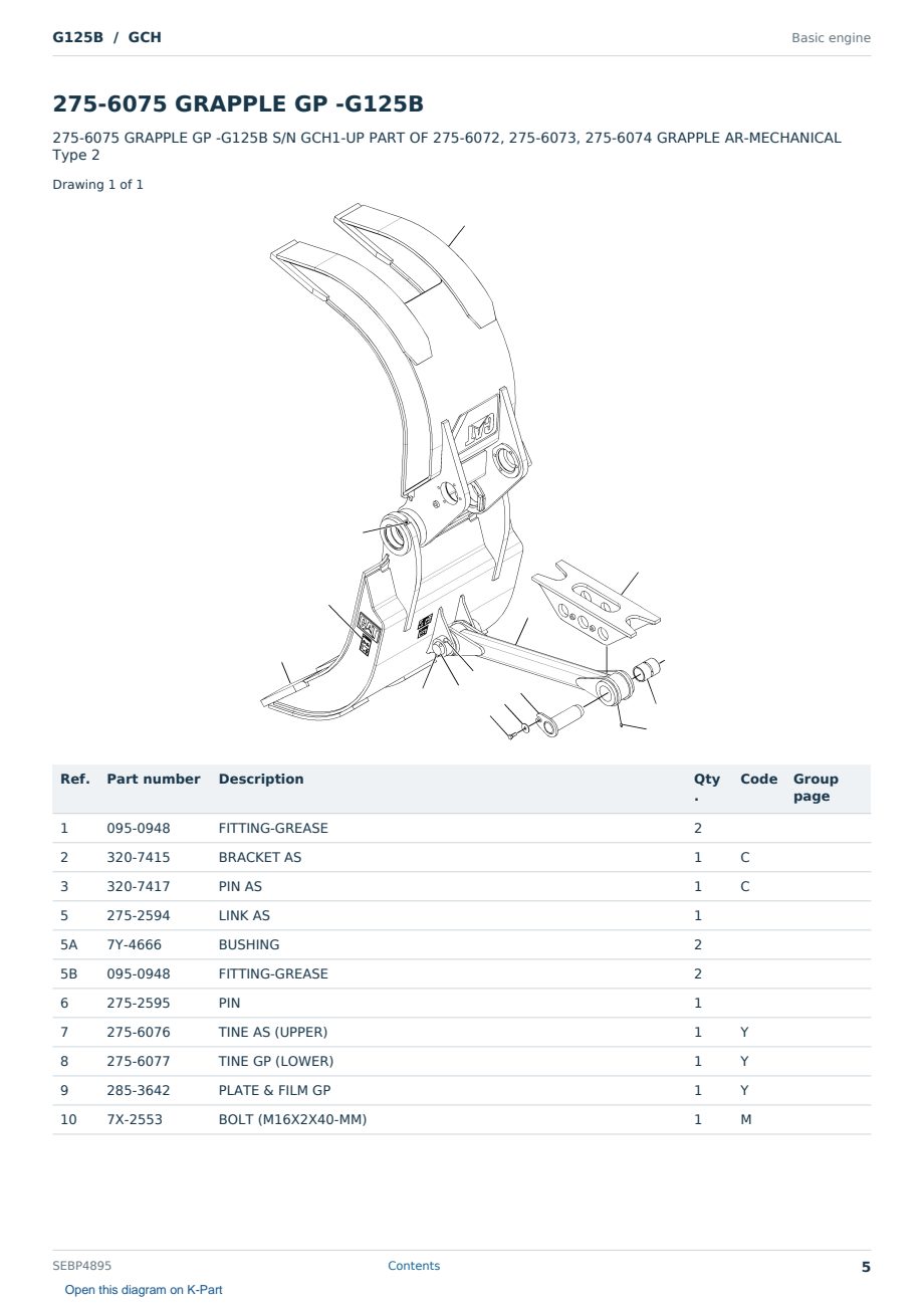 Caterpillar G125B S/N GCH Partsbook SEBP4895 (English) - sample page 5 of 10 Caterpillar G125B S/N GCH Partsbook SEBP4895 (English) - sample page 5 of 10