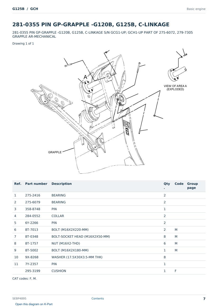 Caterpillar G125B S/N GCH Partsbook SEBP4895 (English) - sample page 7 of 10 Caterpillar G125B S/N GCH Partsbook SEBP4895 (English) - sample page 7 of 10