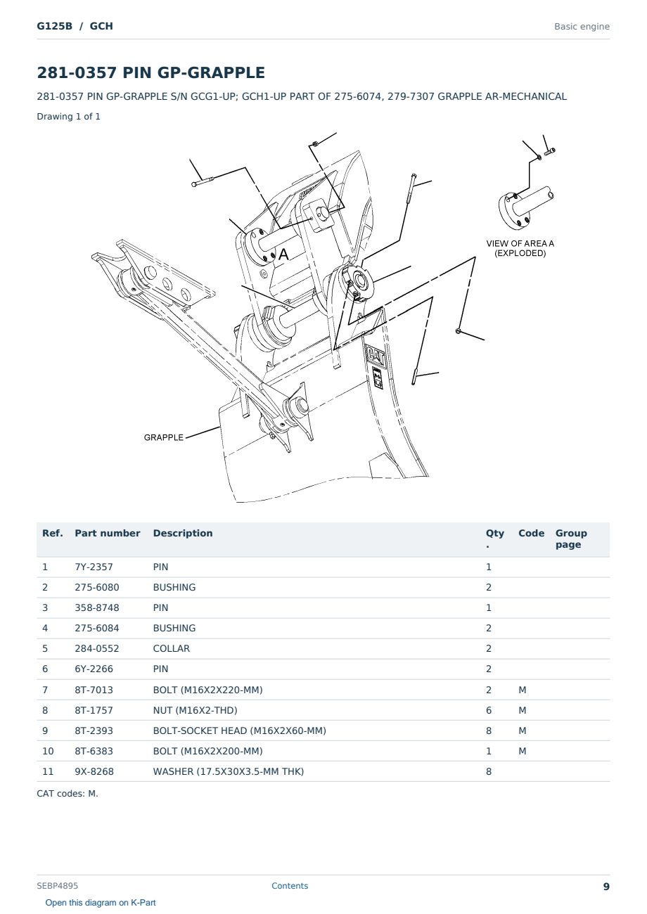 Caterpillar G125B S/N GCH Partsbook SEBP4895 (English) - sample page 9 of 10 Caterpillar G125B S/N GCH Partsbook SEBP4895 (English) - sample page 9 of 10