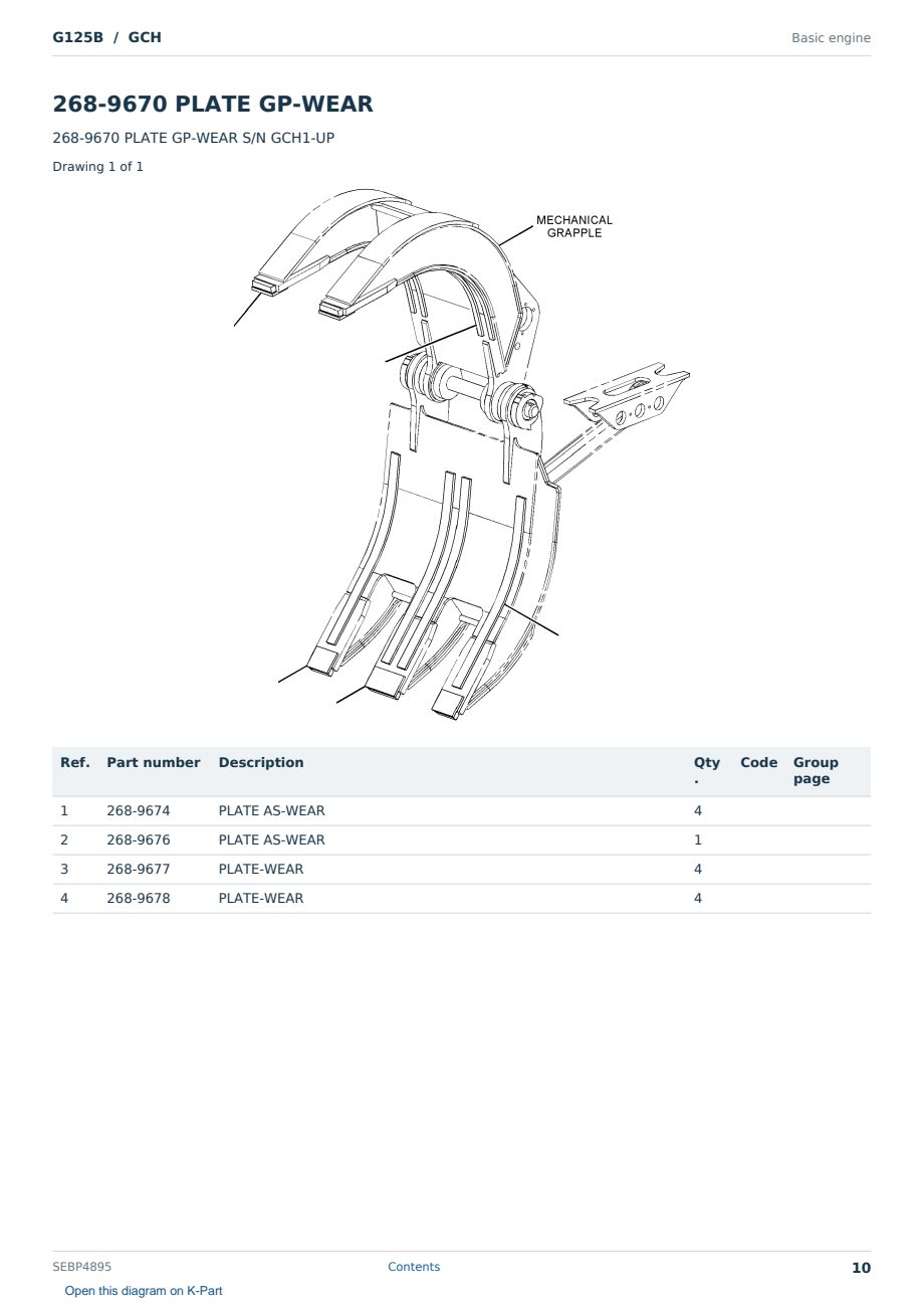 Caterpillar G125B S/N GCH Partsbook SEBP4895 (English) - sample page 10 of 10 Caterpillar G125B S/N GCH Partsbook SEBP4895 (English) - sample page 10 of 10
