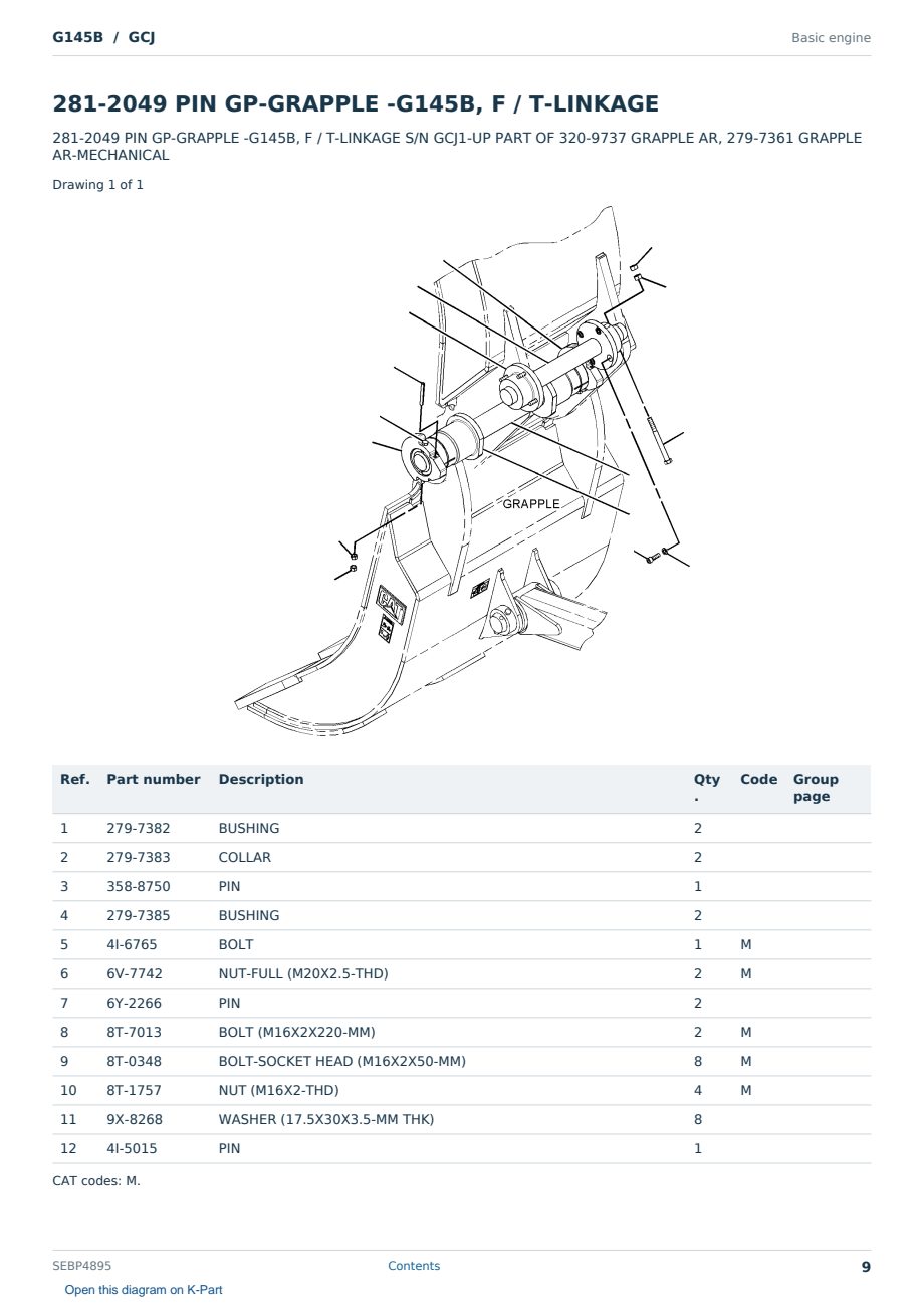 Caterpillar G145B S/N GCJ Partsbook SEBP4895 (English) - sample page 9 of 10 Caterpillar G145B S/N GCJ Partsbook SEBP4895 (English) - sample page 9 of 10