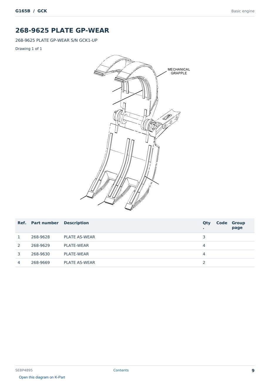 Caterpillar G165B S/N GCK Partsbook SEBP4895 (English) - sample page 9 of 10 Caterpillar G165B S/N GCK Partsbook SEBP4895 (English) - sample page 9 of 10