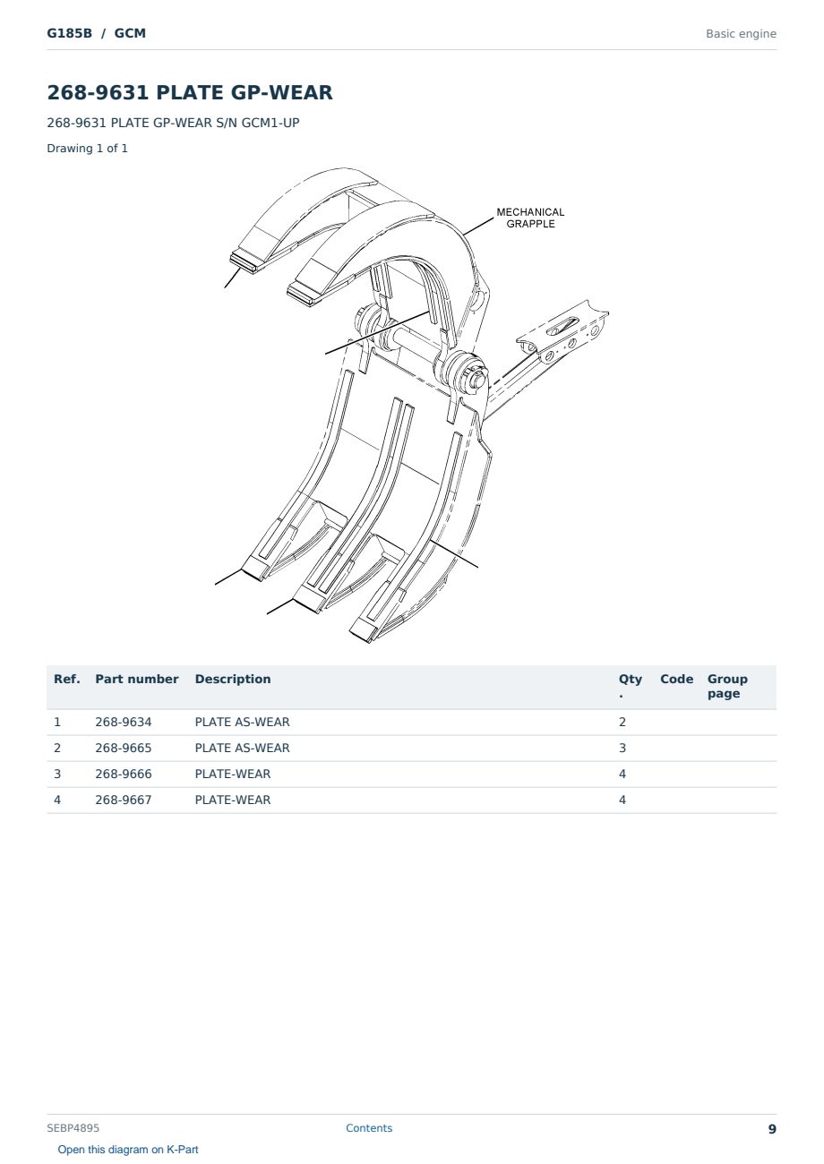 Caterpillar G185B S/N GCM Partsbook SEBP4895 (English) - sample page 9 of 10 Caterpillar G185B S/N GCM Partsbook SEBP4895 (English) - sample page 9 of 10