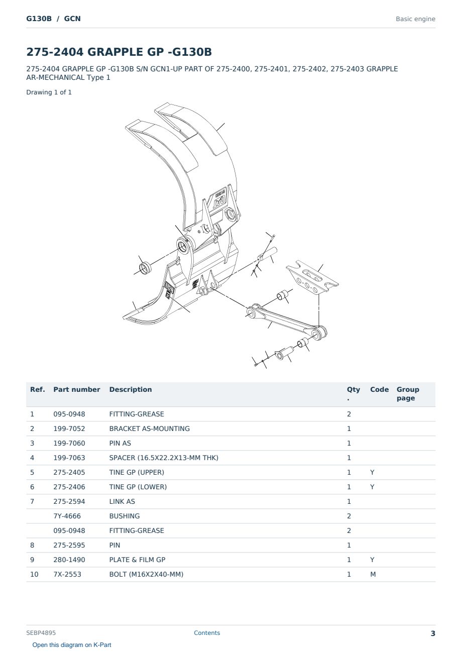 Caterpillar G130B S/N GCN Partsbook SEBP4895 (English) - sample page 3 of 10 Caterpillar G130B S/N GCN Partsbook SEBP4895 (English) - sample page 3 of 10