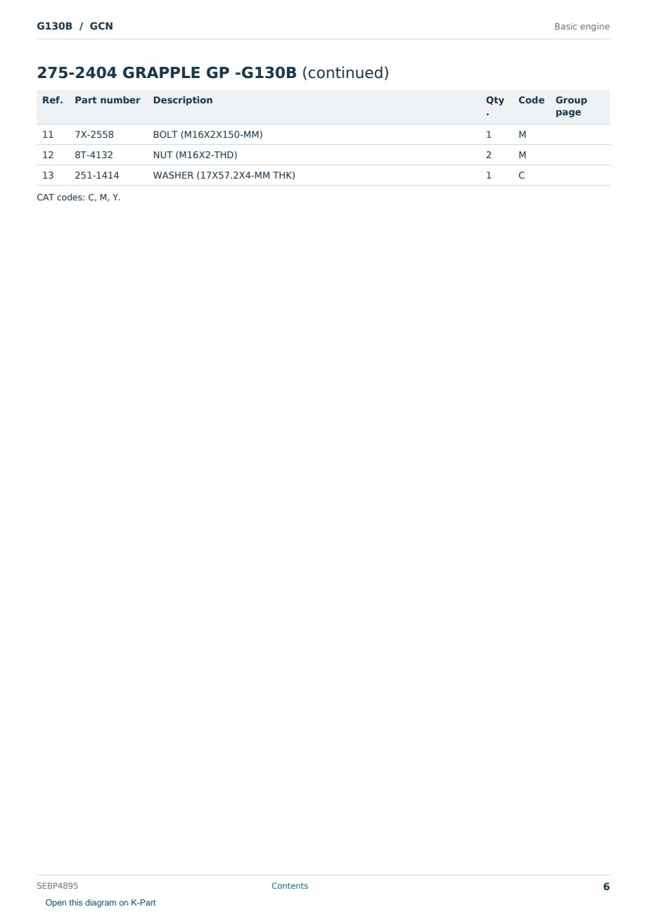 Caterpillar G130B S/N GCN Partsbook SEBP4895 (English) - sample page 6 of 10 Caterpillar G130B S/N GCN Partsbook SEBP4895 (English) - sample page 6 of 10